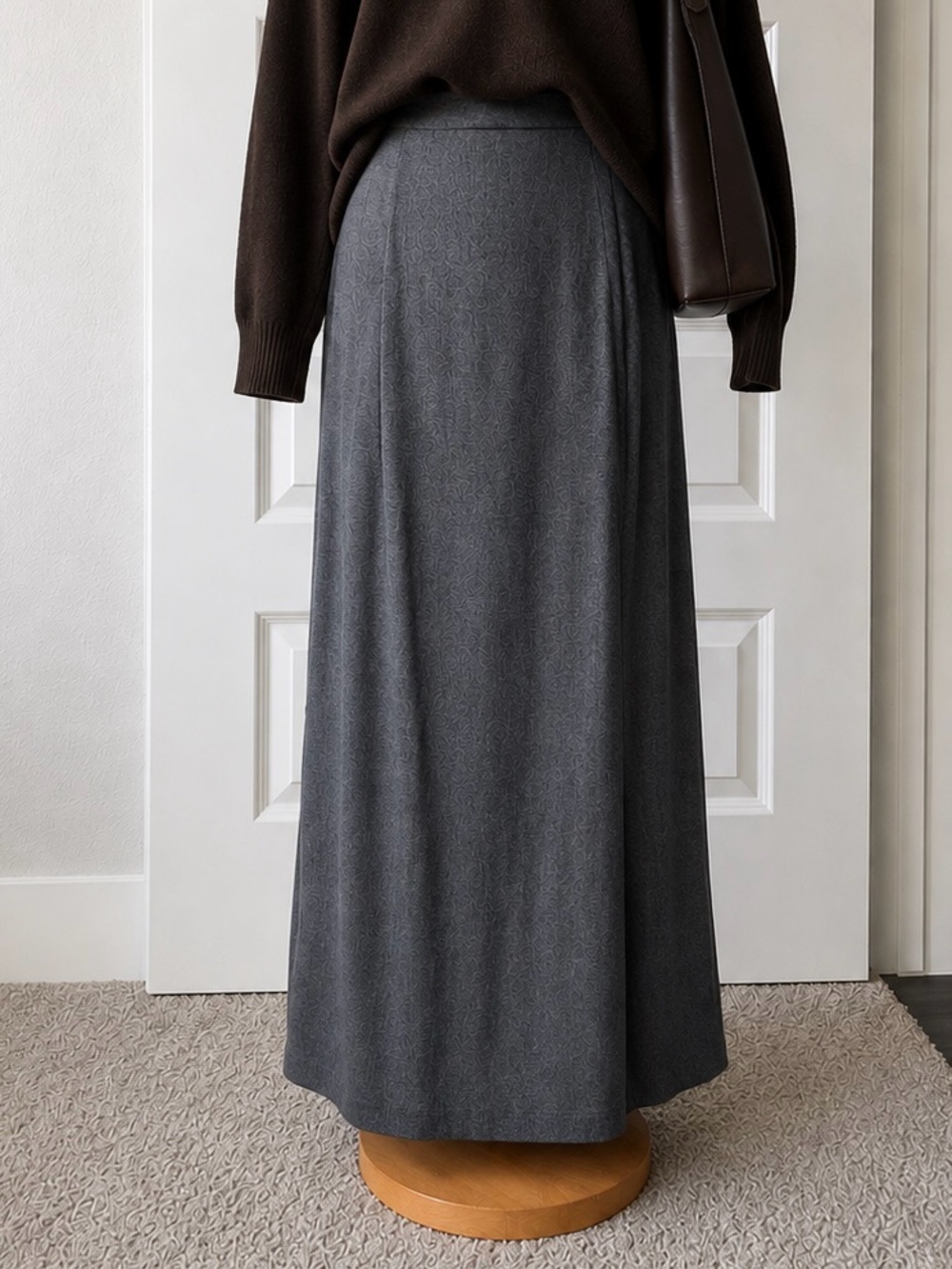 Vintage Jacqueline Ferrar Gray Maxi Skirt Size 10 High Waist Lined Minimalist
